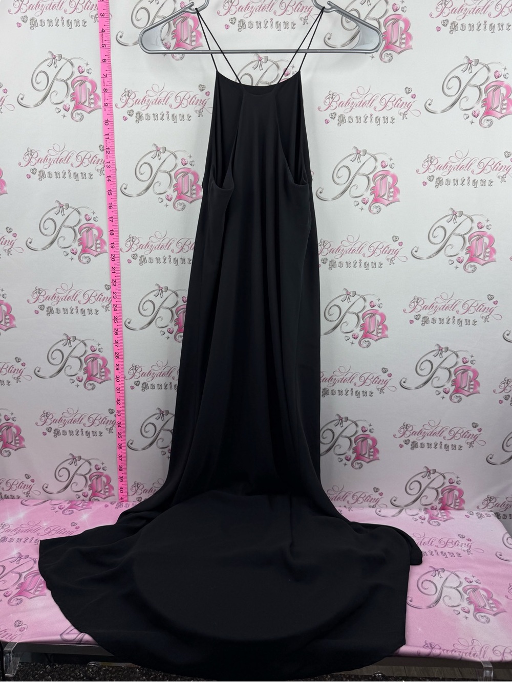 Dress long maxi strappy Black Slip Maxi Dress with Thin Straps